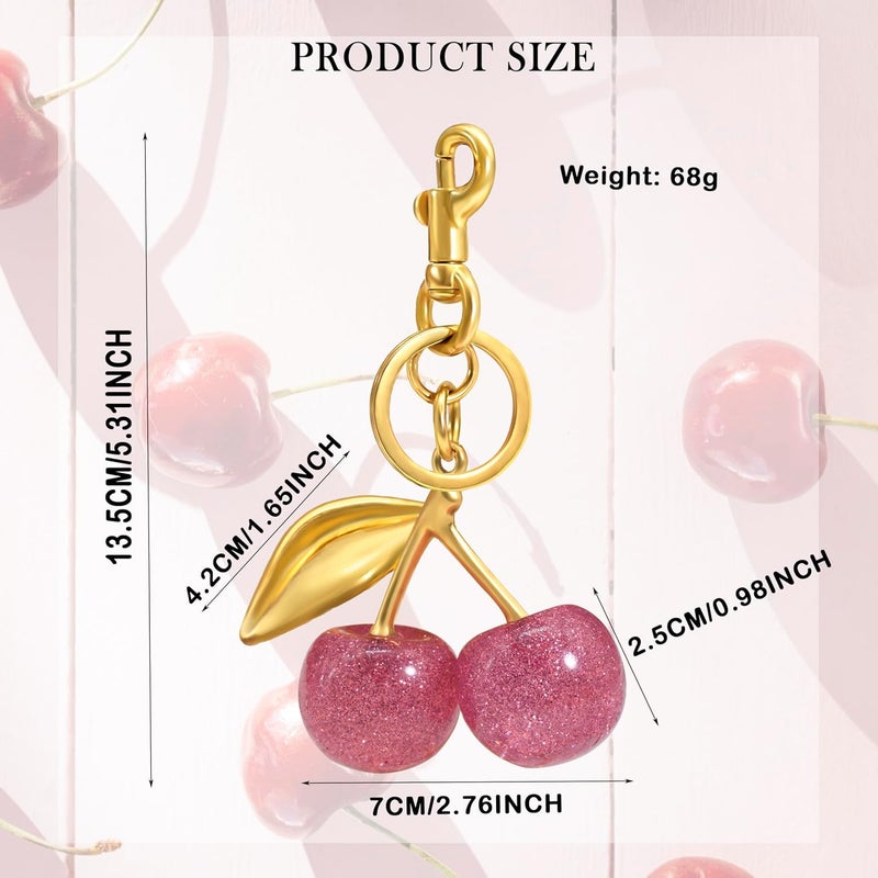 SKYFUN Cherry Keychain for Women Apple Strawberry Bag Charm Key Chain Accessories Gifts for Birthday Christmas - Image 2
